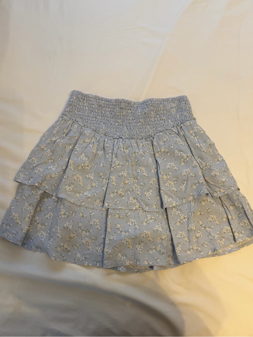 Hollister Powder Blue Floral Ruffle Mini Skirt